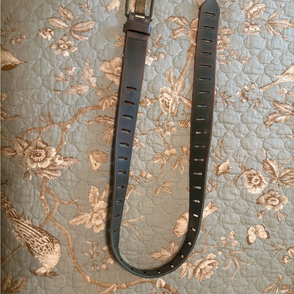 Free People We the Free Jona Belt Leather, Size M, Green with Brown - Picture 6 of 7